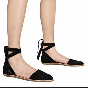 🌸 Loeffler Randall |‎ Black Suede Lace Tie Sandals, size 8